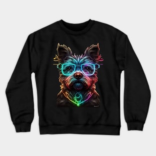 Psychedelic, colorful Dog designe whit glasses. Crewneck Sweatshirt